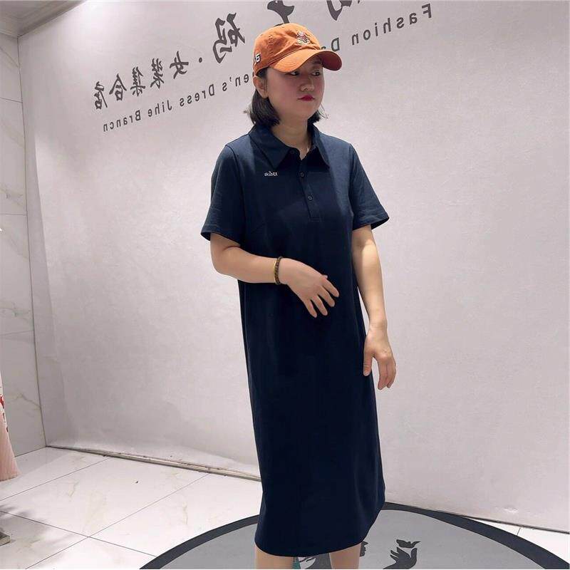 芮娜依莲2026夏装胖mm潮裙蓝鲸之吻3401连衣裙加肥大码女装POLO裙