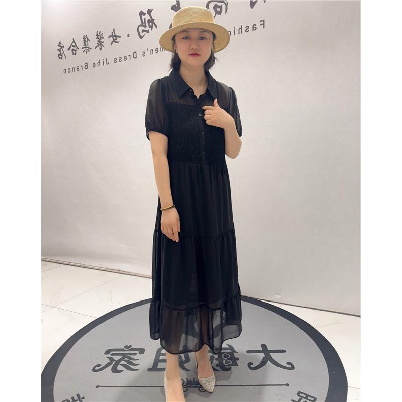 2026夏装潮裙芮娜依莲5251雪纺洋装加大码女装200斤显瘦气质长裙