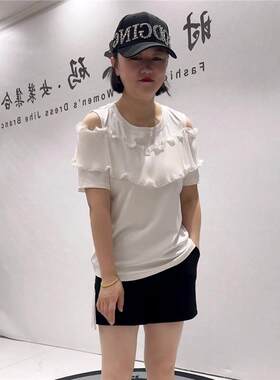 2026初夏女权贵族上衣3033女人味露肩短袖上衣加大码女装打底