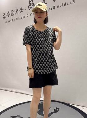芮娜依莲时尚潮流夏装打底1505短袖衫加肥加大宽松显瘦气质衫T恤