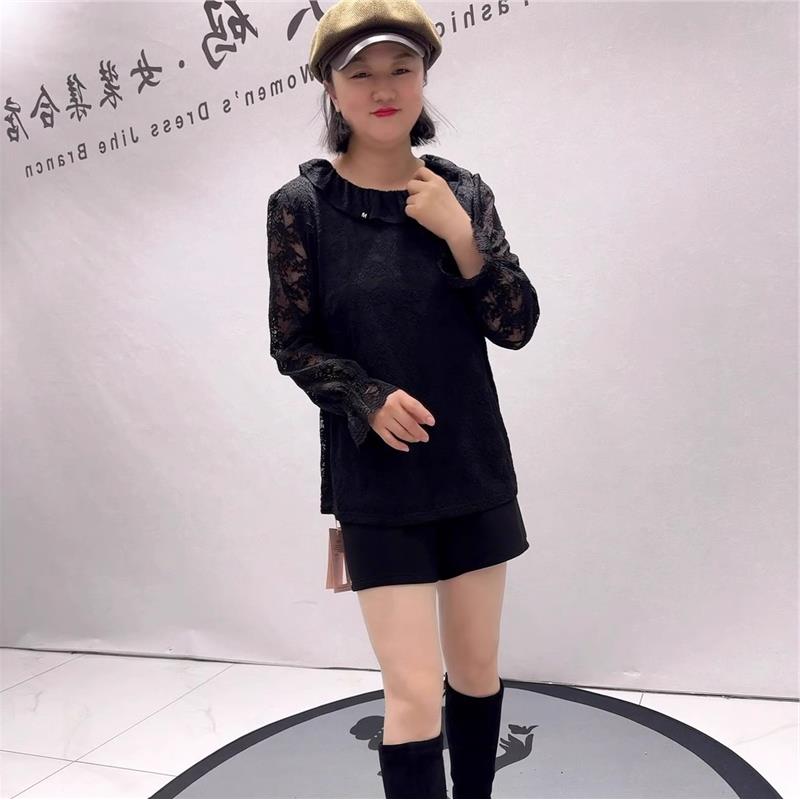 2026春装新款上衣T恤加大码女装加肥加大蕾丝衫200斤打底衫1522