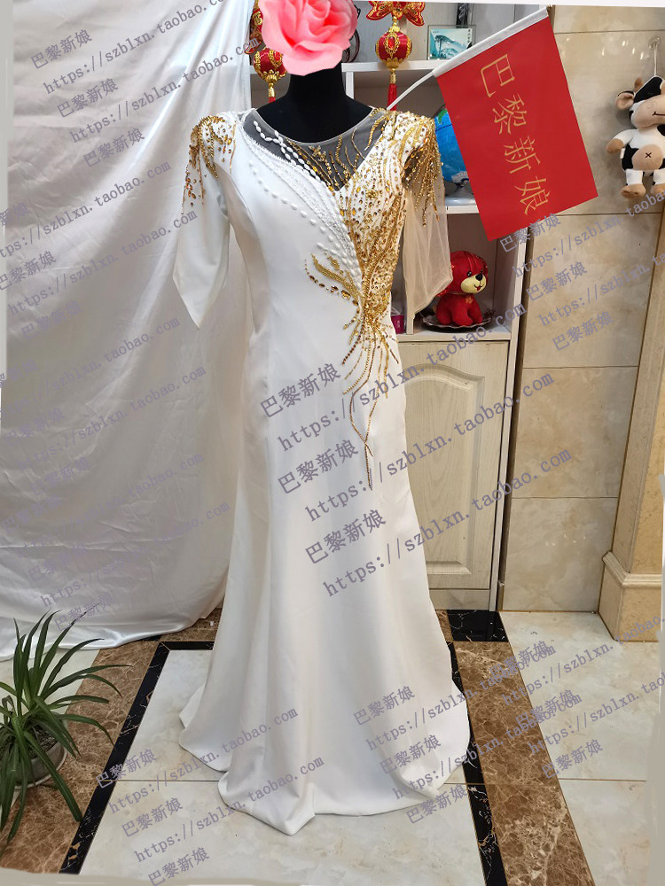 白色五5分袖透明V领水钻