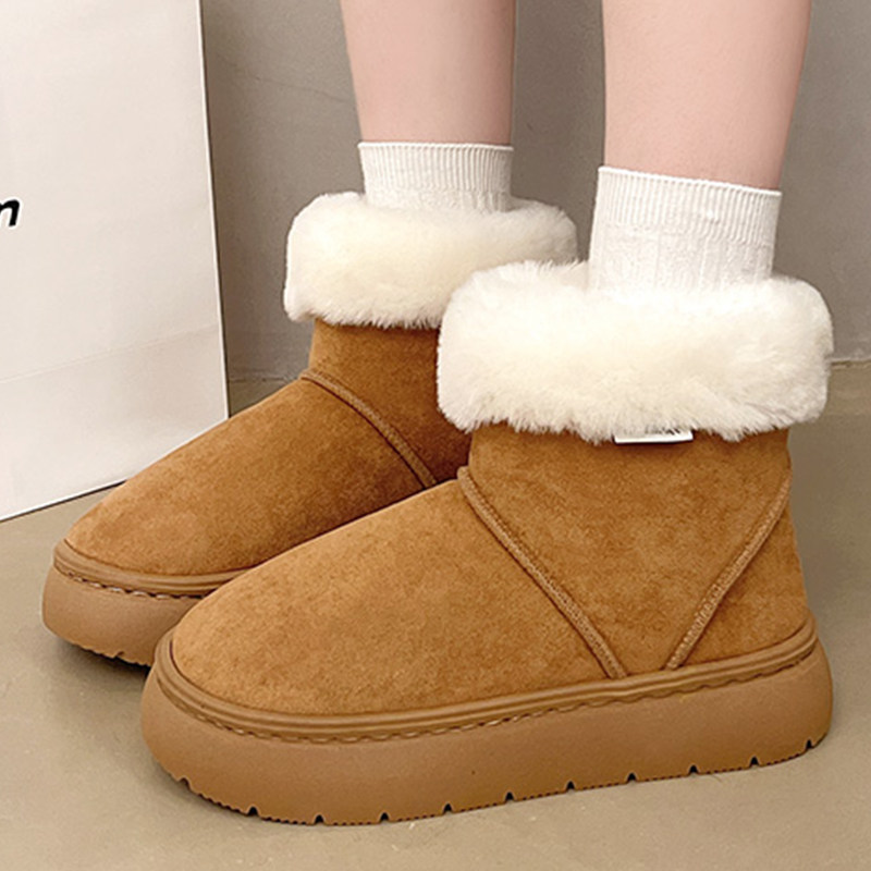 【买一送一】冬季时尚雪地靴外穿保暖厚底棉鞋女加绒加厚雪地靴