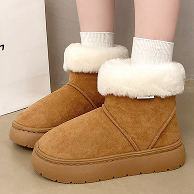 【买一送一】冬季时尚雪地靴外穿保暖厚底棉鞋女加绒加厚雪地靴