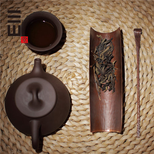 三山堂手锤紫铜茶侧茶茶道茶匙