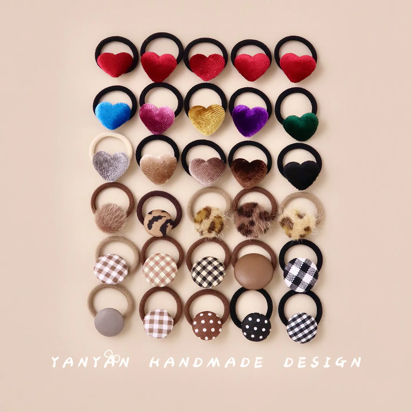 韩系儿童秋冬卡通纽扣发圈宝宝可爱小号拇指皮筋婴儿布艺碎花头绳