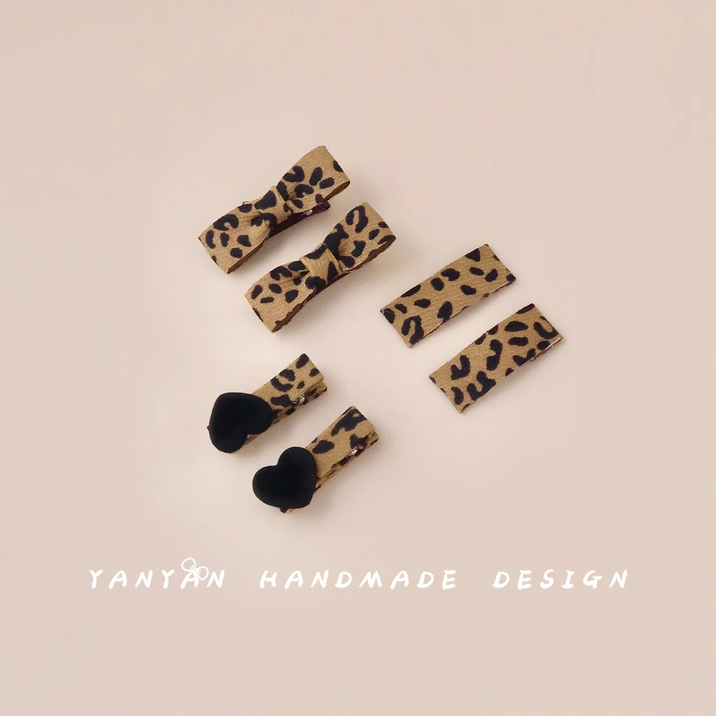 婴儿女宝初秋豹纹刘海发夹儿童BB夹全包布后脑勺不伤发碎发发卡