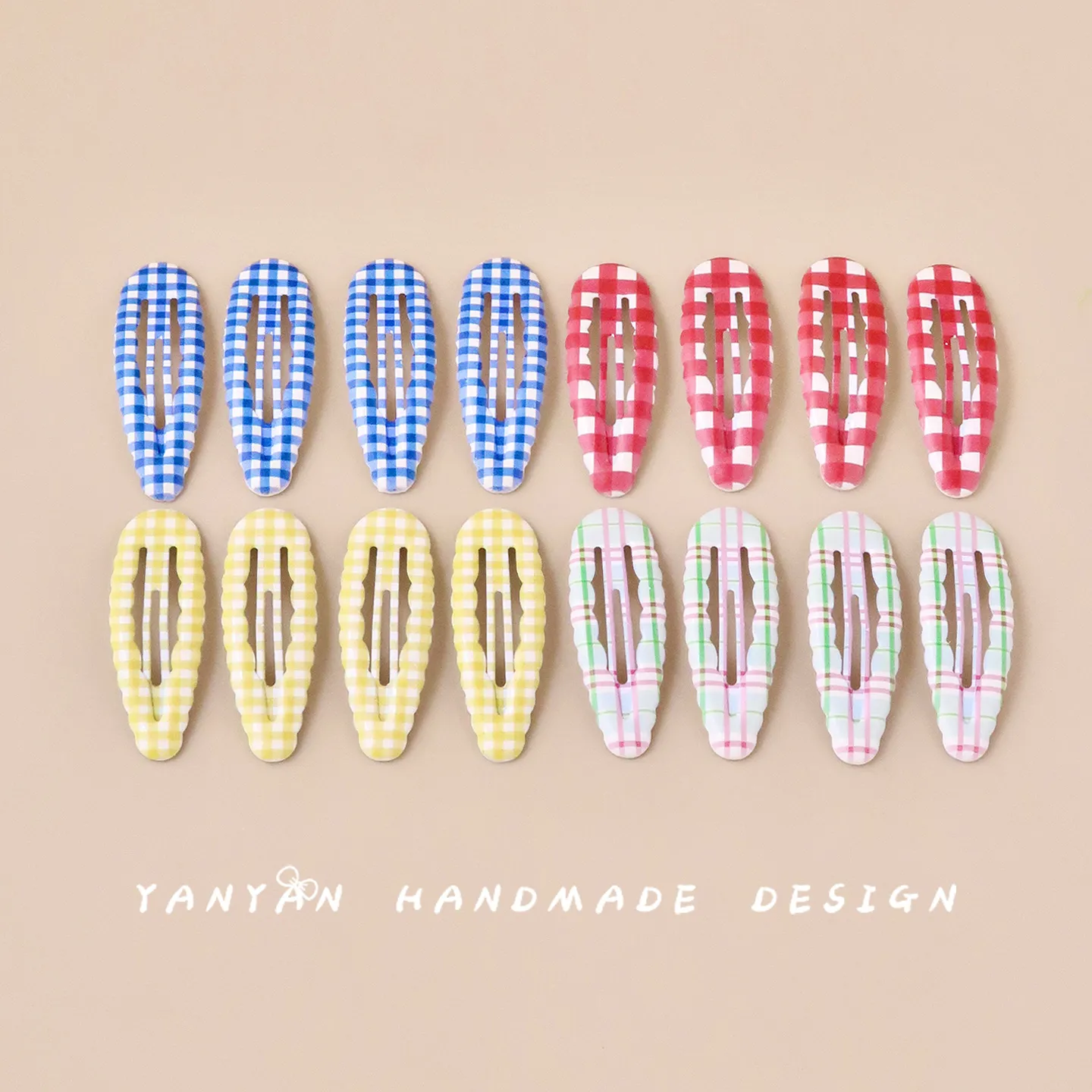 宝宝韩版bb夹儿童格纹花边水滴掰掰夹女童侧边不伤发刘海发夹