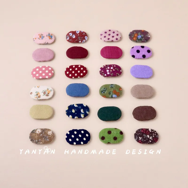 椭圆波点迷你bb夹甜美碎花发夹不伤发胎毛夹春季色韩版手工夹子