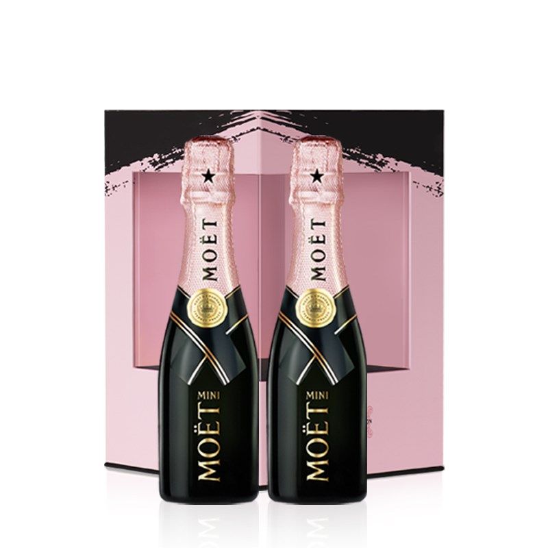 酩悦 Moet - Chandon 迷你粉红礼盒 葡萄酒 香槟 200ml*2瓶法国