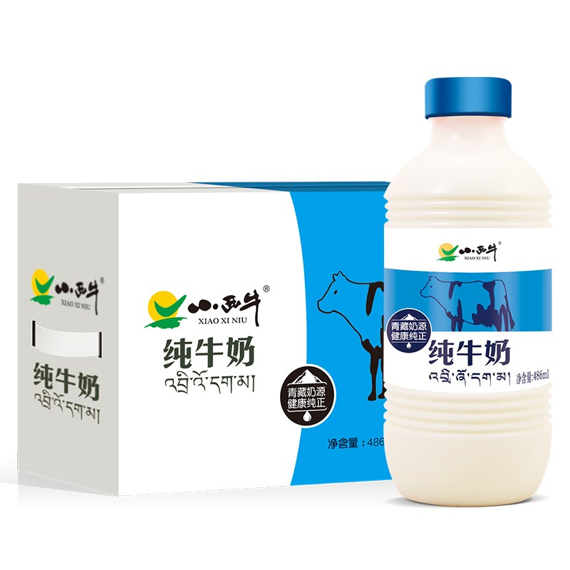 小西牛纯牛奶高原奶大瓶装486mlx12瓶