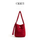 CKKUI 韩系学院风星星压花红色包包通勤大容量斜挎包慵懒风单肩包