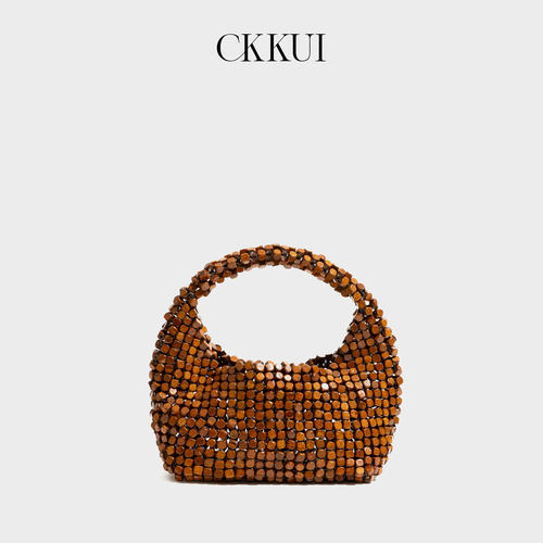 CKKUI复古木珠编织包包2026新款