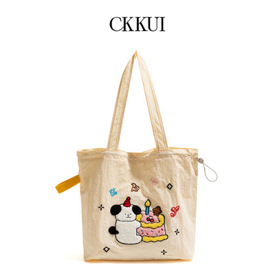 CKKUI卡通刺绣帆布包包女款