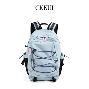 CKKUI 日系抽绳设计感尼龙双肩包包机能风登山包通勤旅行背包书包