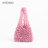 赵露思同款 大容量多用途泡泡袋 魔术伸缩手提包褶皱包ins网红爆款