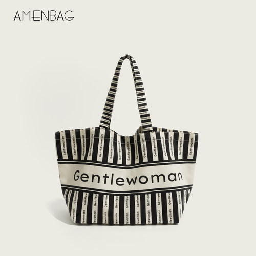 国GW手提包潮牌单肩帆布托特包