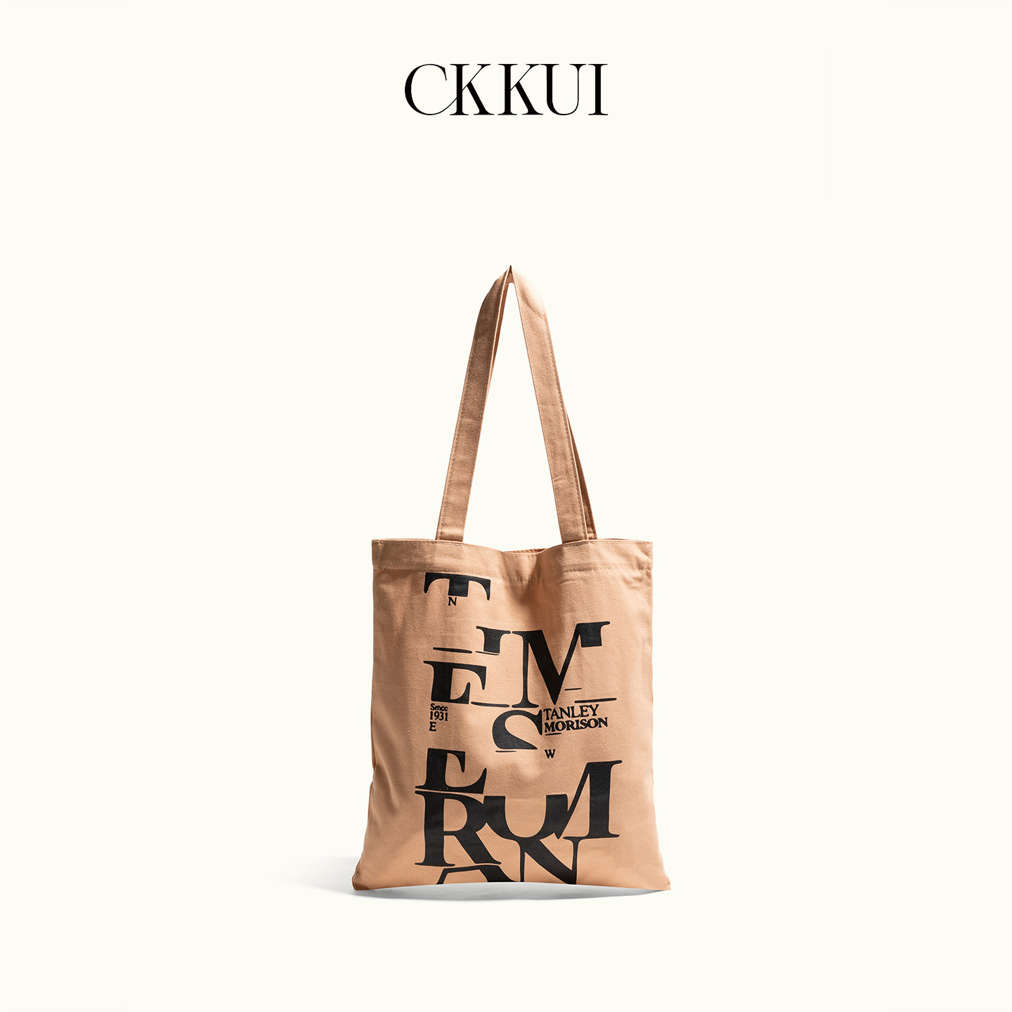 CKKUI 复古字母印花帆布包包2026新款小众设计手提袋慵懒风单肩包