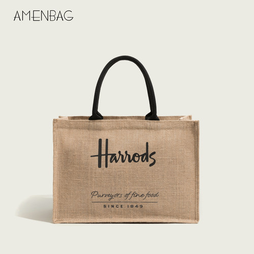 简约大气手提棉麻包