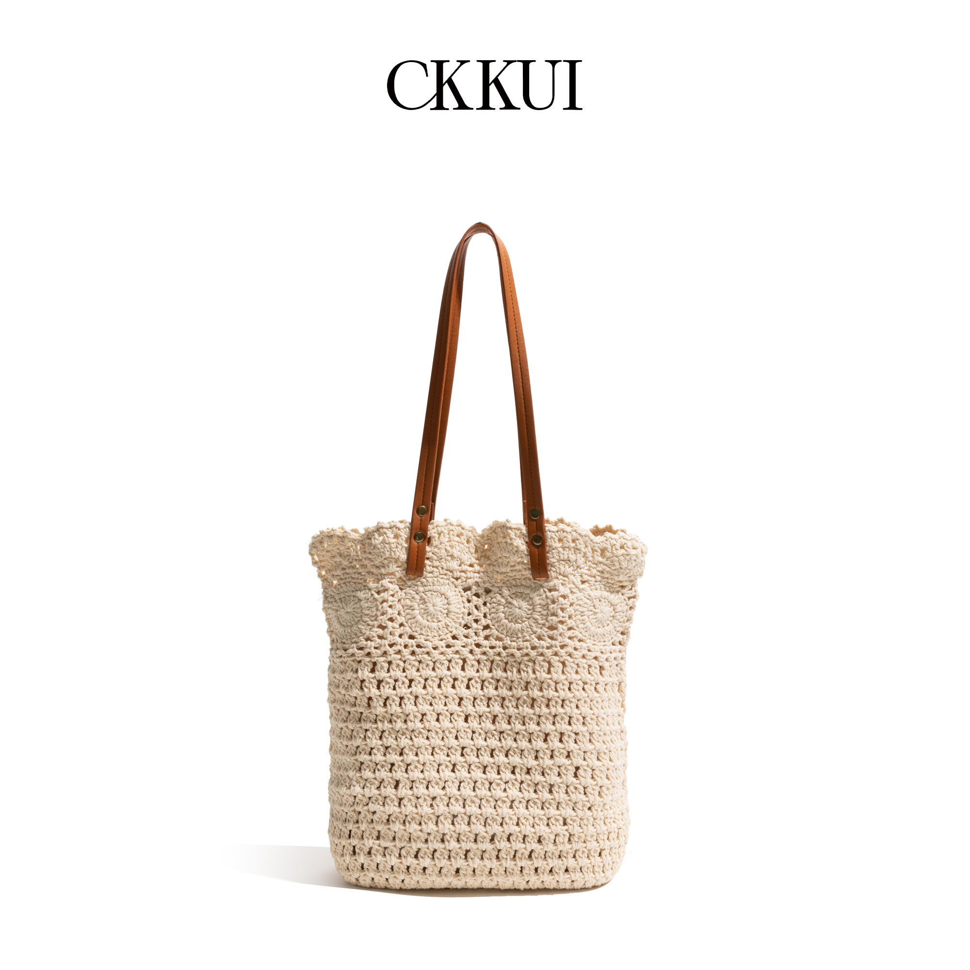 CKKUI复古假日出游勾花编织包包
