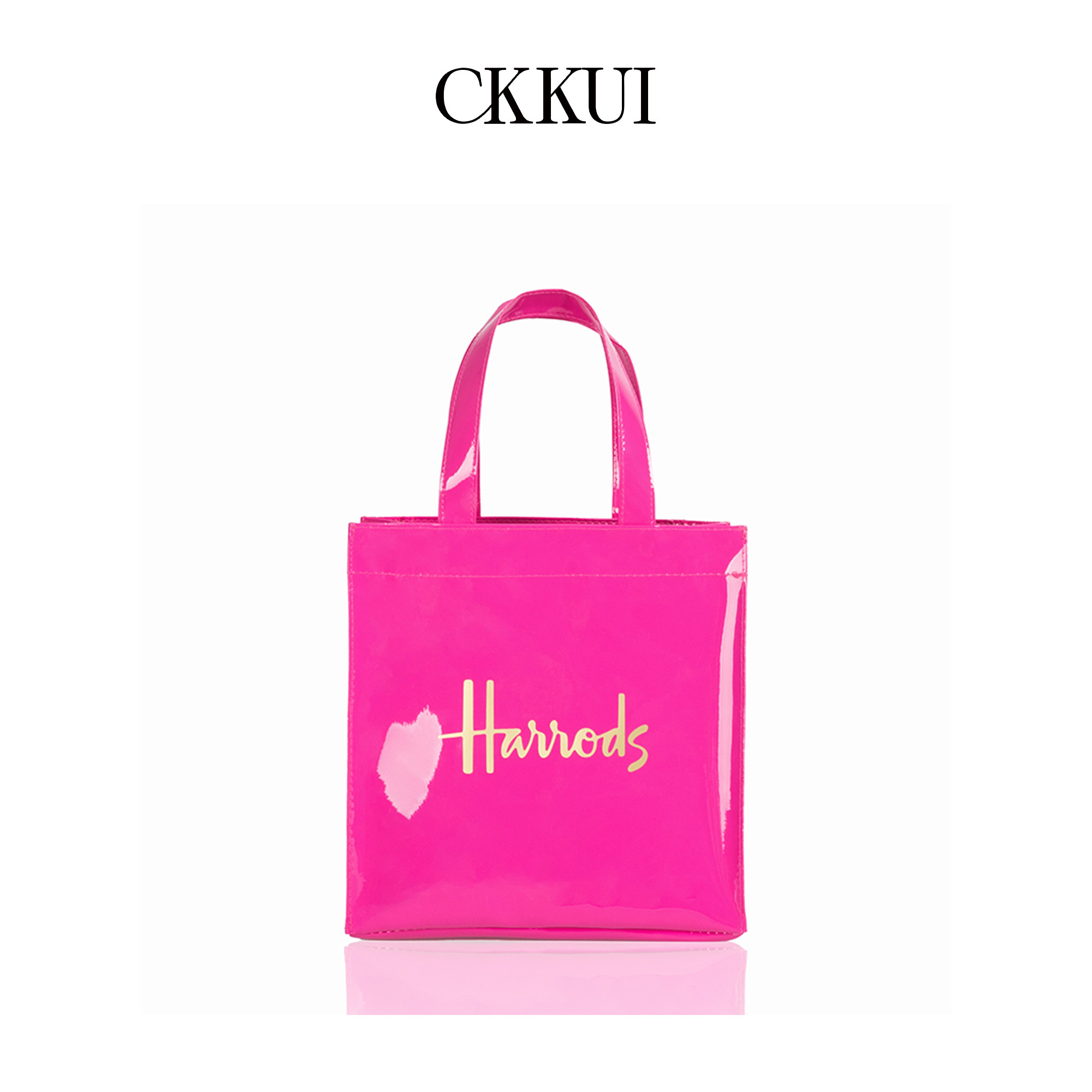CKKUI英伦风欧美购物袋PVC桃红金字设计感手提包大容量单肩托特包