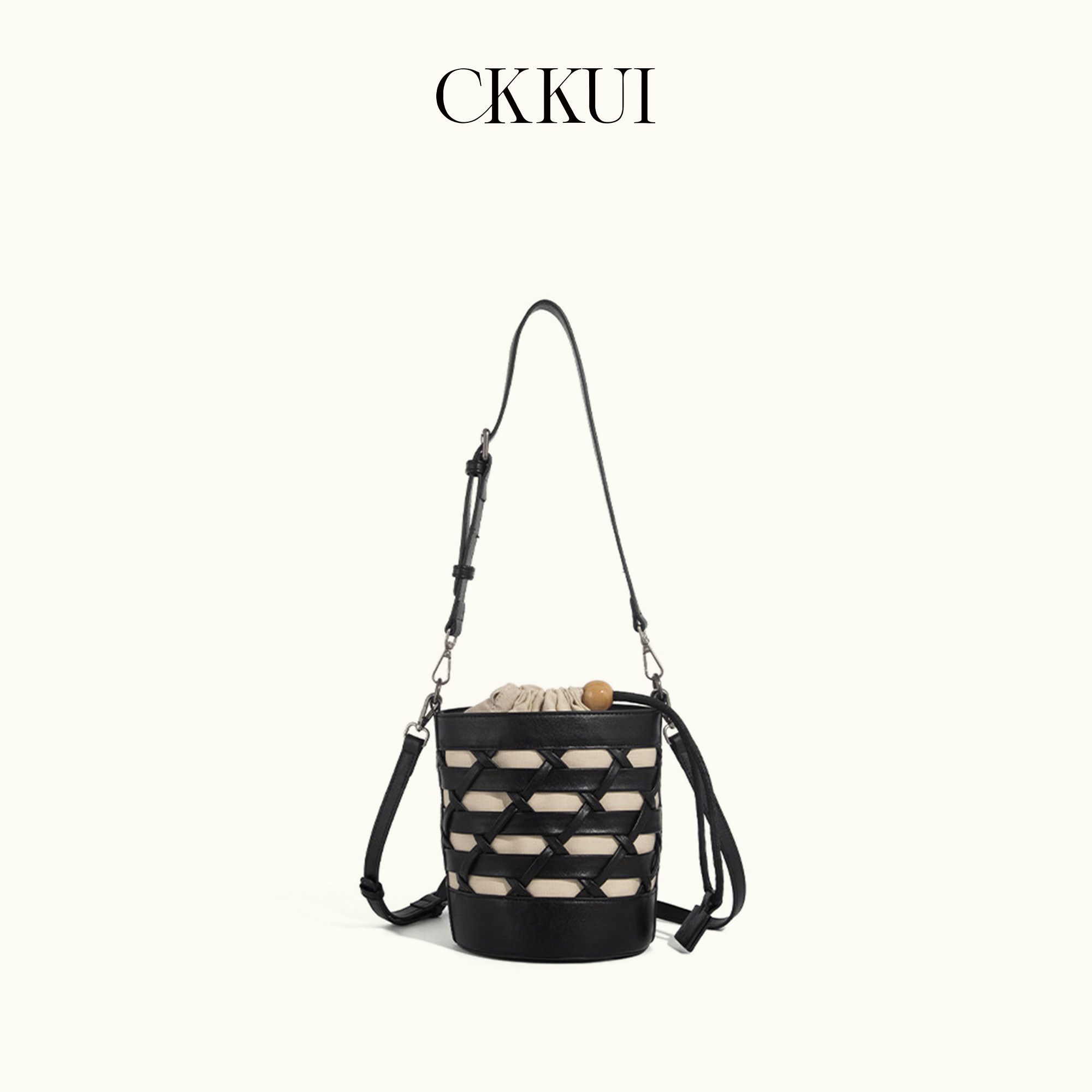 CKKUI 植鞣手工编织软皮包包2026新款镂空水桶包高级感手提单肩包
