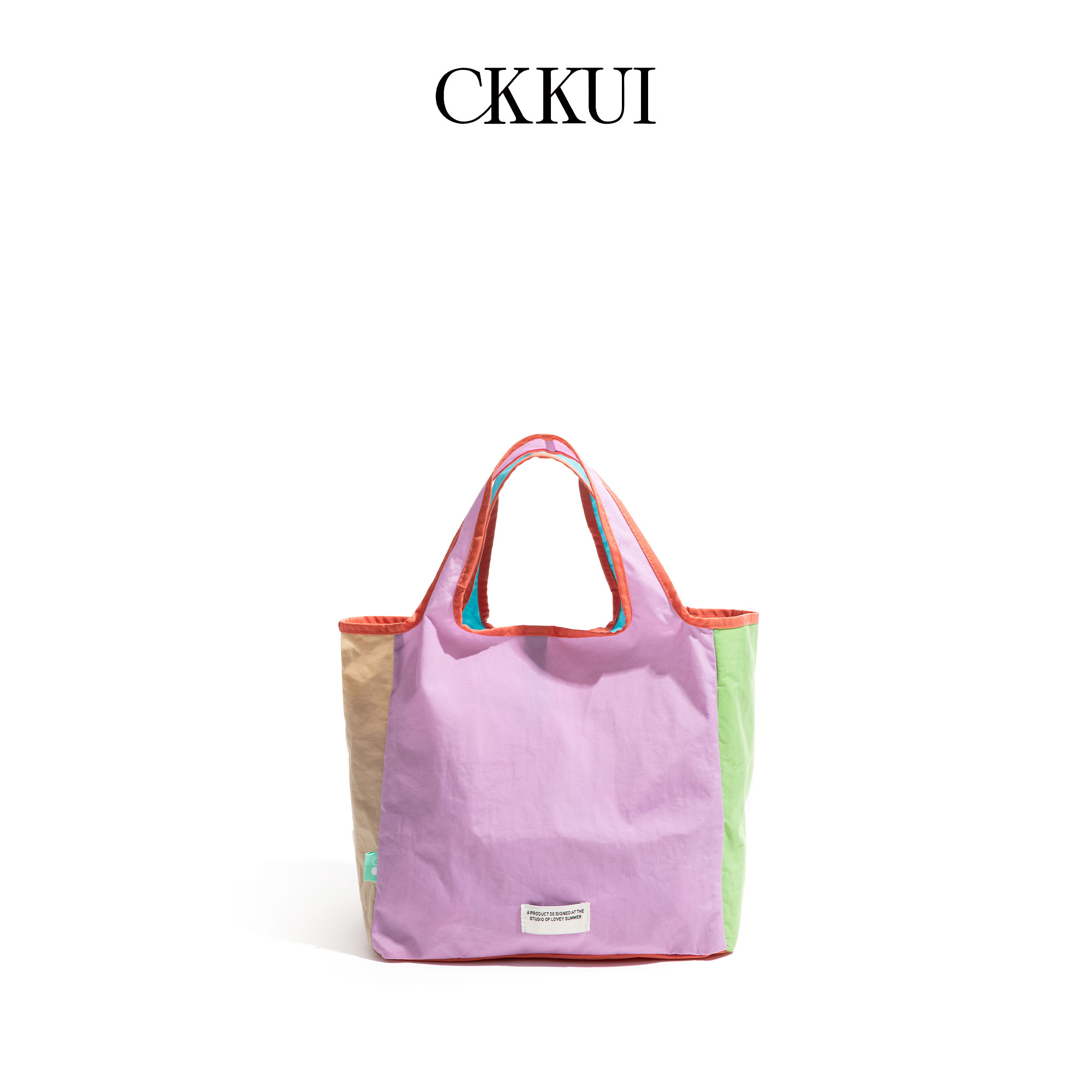 CKKUI简约多巴胺撞色帆布包包