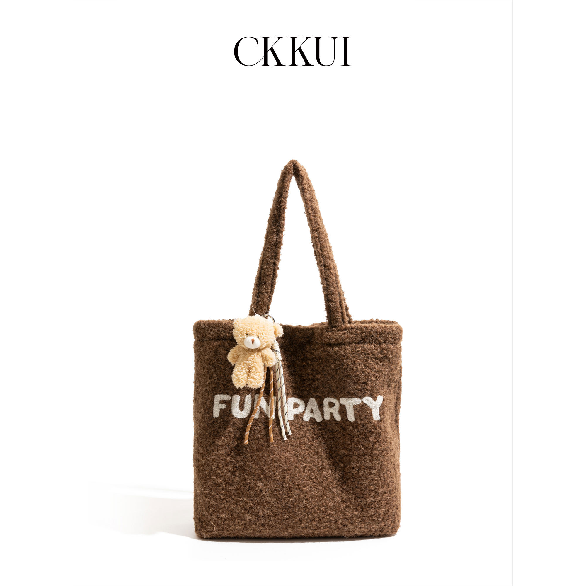 CKKUI 复古毛呢软糯包包女式2025冬季字母刺绣手提包大容量单肩包,箱包皮具/热销女包/男包,托特包,淘宝优惠券,粉丝福利购,淘宝优惠卷