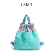 CKKUI 新加坡小众设计撞色帆布背包女多巴胺购物袋旅游轻便双肩包