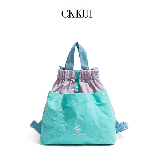 CKKUI小众设计撞色旅游帆布背包