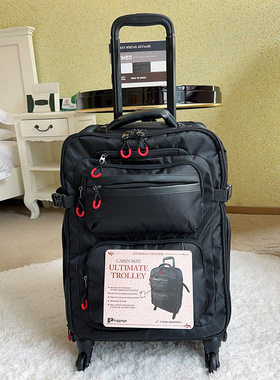 双肩背包黑色行李箱纯色牛津布拉杆箱轻便登机箱多功能旅行箱男20