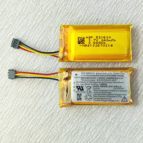 全新罗技原装锂电池电池521630 3.7V  额定容量240mAh 0.888Wh