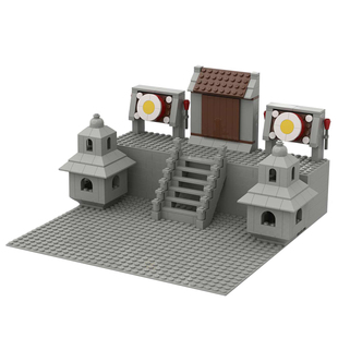 小颗粒积木玩具拼装男孩中古三国兵马场景人仔摆放战鼓出征点将台