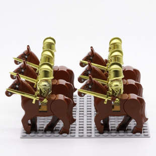 男孩玩具小颗粒兼容拼装场景战争模拟权利游戏战马黄金铁卫骑士团