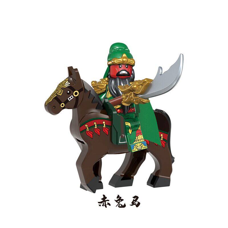 国风武将三国小侠古代人仔关羽张飞刘备战马曹操拼装益智玩具男孩