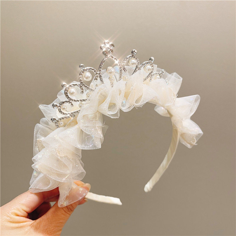 儿童水钻皇冠发箍女童头箍公主头纱王冠发卡小女孩生日礼帽头饰女