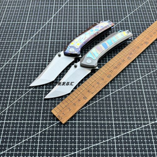 新品14C28N钢钛合金柄折叠刀户外露营随身携带狩猎EDC实用小刀具