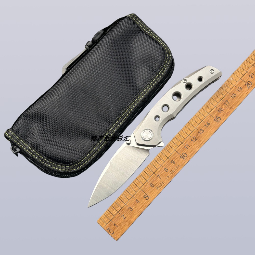 新品14C28N钢钛合金手柄折叠刀户外野营求生随身携带EDC防御刀具