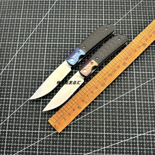 新品S90V 刀片口袋折叠刀碳纤维钛手柄户外露营便携战术防御工具