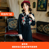 花间裳 穿搭高级感 宫廷风小黑裙晚宴连衣裙秋季 夜光圆舞曲 法式