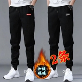 耐磨运动裤 工作秋冬潮牌 束脚卫裤 男黑色加绒弹力休闲长裤 宽松大码