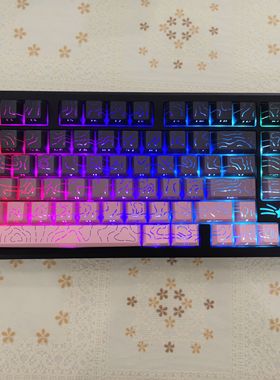 VTER galaxy100黑莓侧刻等高线铝坨坨幻影黑机械键盘水晶轴麻将音