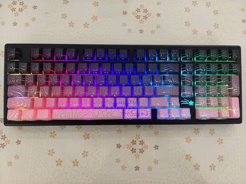 VTER galaxy100黑莓侧刻等高线铝坨坨幻影黑机械键盘水晶轴麻将音