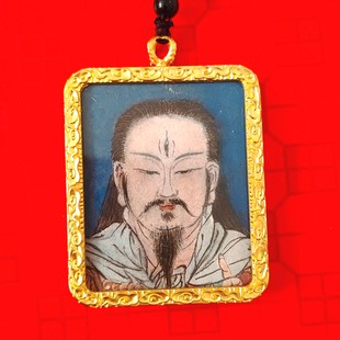雷祖像手绘唐卡灵官像道家神像嘎乌盒带链子可定制吊坠讳字