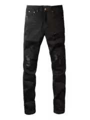 Amr Jeans Amr Pants Torn Jeans High Street Ripped Skinny Patchwork Denim Pants