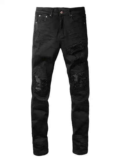 Amr Jeans Amr Pants Torn Jeans High Street Ripped Skinny Patchwork Denim Pants