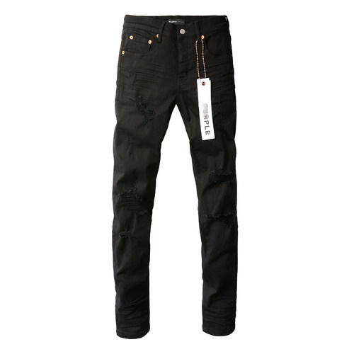 PUR jeans  pants torn jeans美式高街破洞黑色牛仔裤子