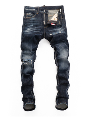 D Jeans Skinny Ripped Jeans 美式高街补丁破洞修身男裤牛仔裤子