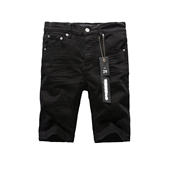 pants torn jeans美式 PURjeans 高街破洞黑色牛仔短裤 子