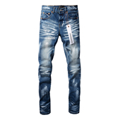 高街破洞蓝色牛仔裤 PUR 子 torn jeans美式 jeans pants